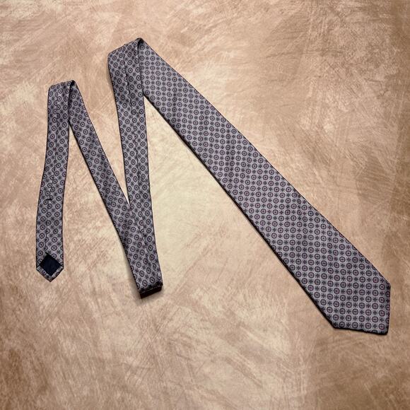 Yves Saint Laurent Neckwear Vintage 80s Silk Neck Tie Geometric Diamond Formal - Picture 1 of 6